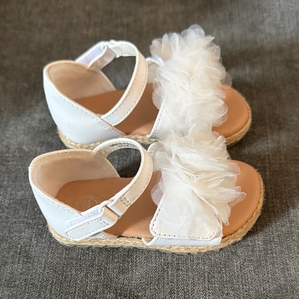 wonder nation White Floral Tulle Espadrille Sandals - toddler